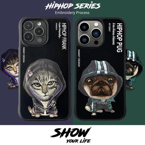 Nimmy 3D Embroided HIP HOP PUG Series For iPhone 14Pro & 14 Pro Max