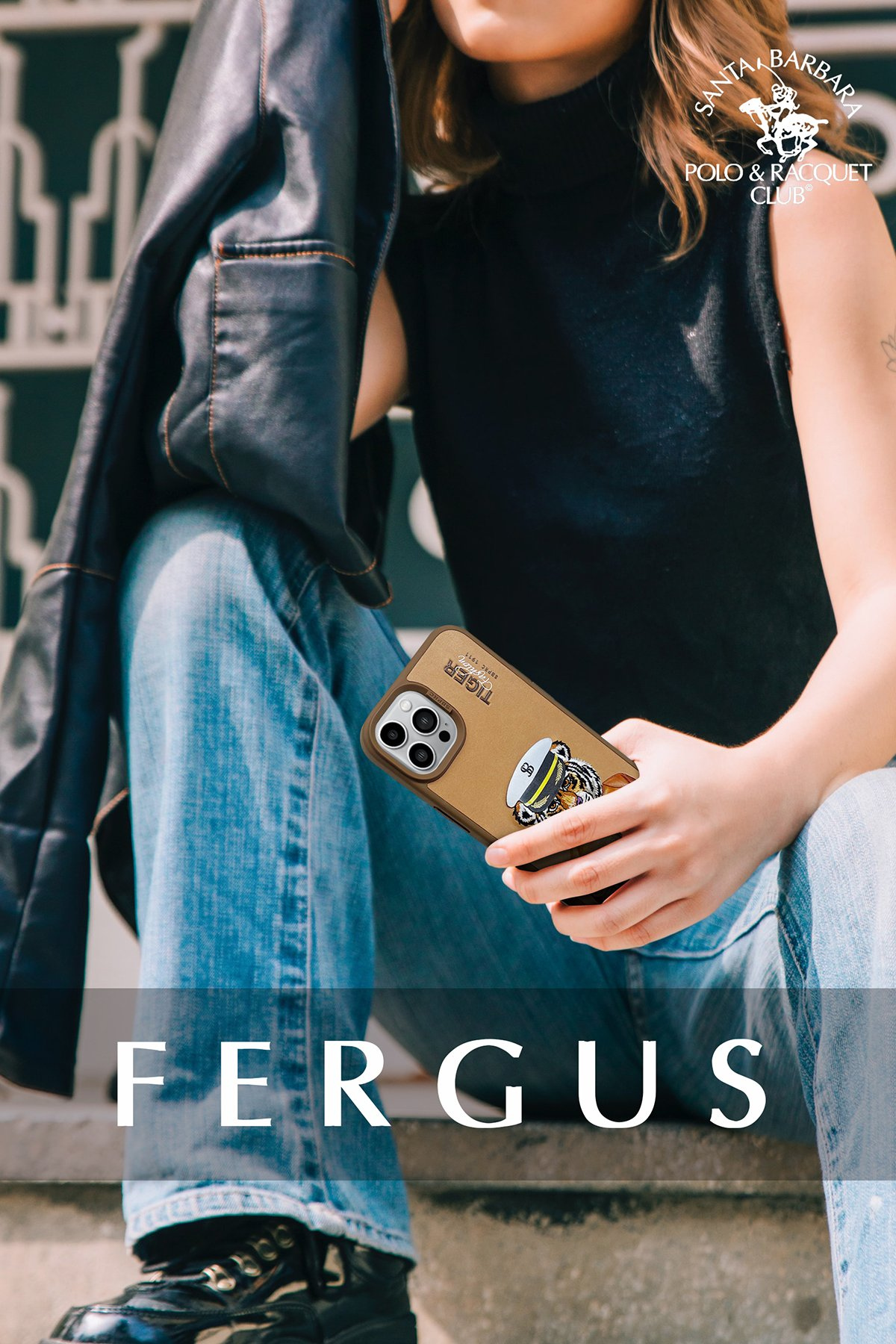 Premium Santa Barbara Polo & Racquet Club ® Fergus Series Leather Case for iPhone 15 Series