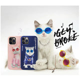 Phone 14 Series Nimmy Design Embroidery Cute Cat Series Mobile Back Covers