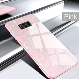 Luxury Marble Finish Bling Shell Tempered Glass Hard Back Case Cover for Samsung Galaxy S8