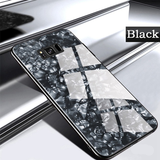 Luxury Marble Finish Bling Shell Tempered Glass Hard Back Case Cover for Samsung Galaxy S8