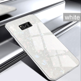 Luxury Marble Finish Bling Shell Tempered Glass Hard Back Case Cover for Samsung Galaxy S8