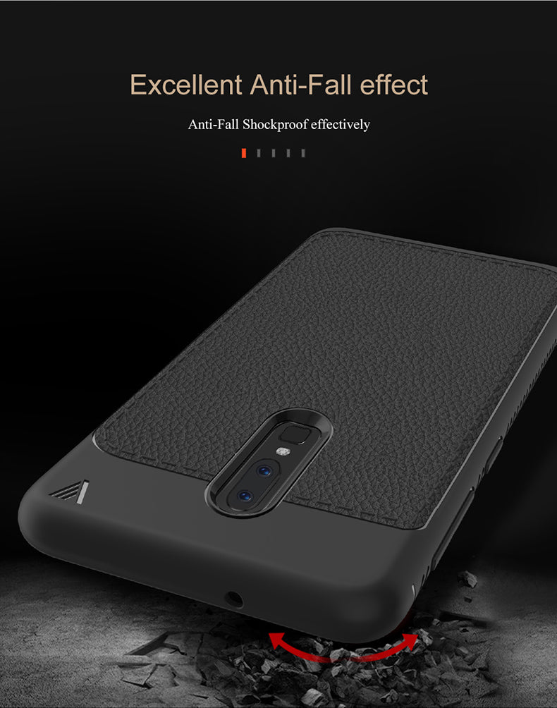 Premium Fine Grain Leather Touch Back Case Cover for OnePlus 6 / One Plus 6