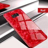 Luxury Marble Finish Bling Shell Tempered Glass Hard Back Case Cover for Samsung Galaxy S8