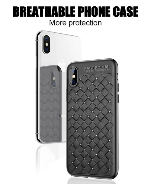Premium Woven Braided Pattern Soft Silicone TPU Back Case Cover for Apple iPhone X / XS 2018