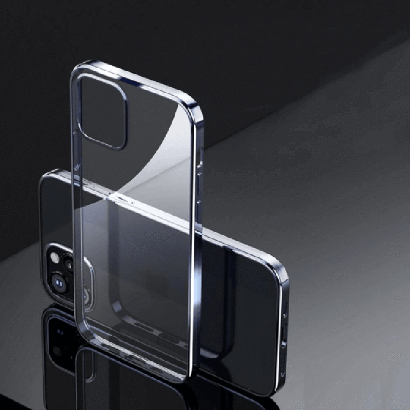 Premium Electroplated Glossy Look Square Silicon Clear Case For iPhone 13 Pro Max
