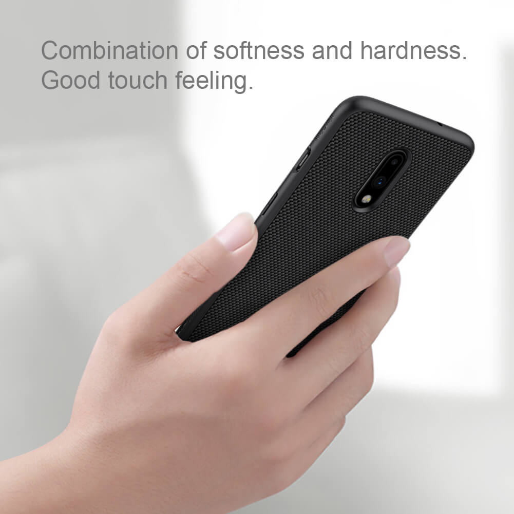 Luxury Nillkin Texture Series Nylon Knitted Finish Back Case with Soft TPU Armour Frame - BLACK