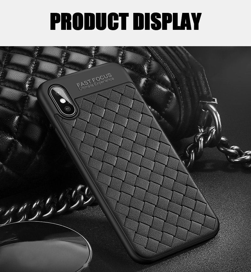 Premium Woven Braided Pattern Soft Silicone TPU Back Case Cover for Apple iPhone X / XS 2018