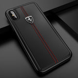 Luxury Scuderia Ferrari Vertical Hand Stitched Genuine Leather Hard Back Case Cover for Apple iPhone XS Max (6.5
