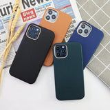 Luxury Edition Premium Leather Case with Metal Camera Ring for iPhone 13 Pro