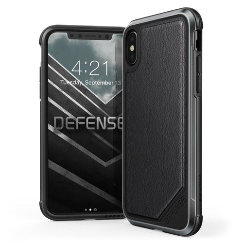 Premium X-Doria Defense Lux Series Anti Knock Leather Back Case Cover for Apple iPhone X/ XS 2018 - Black