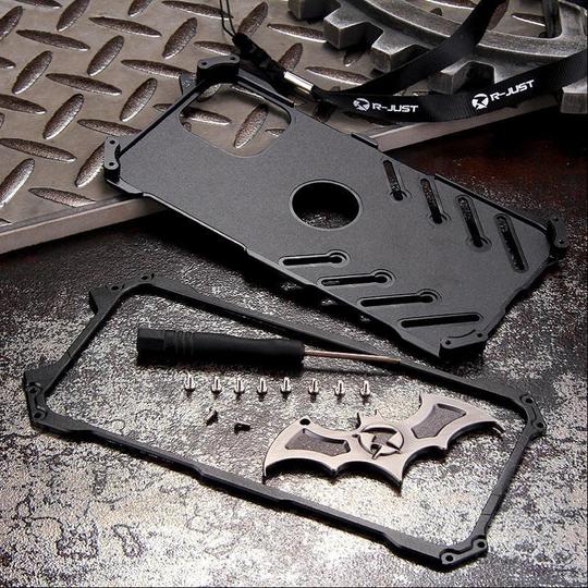 R-Just Aluminium Alloy Batman Case with Stand for iPhone 13 Pro Max