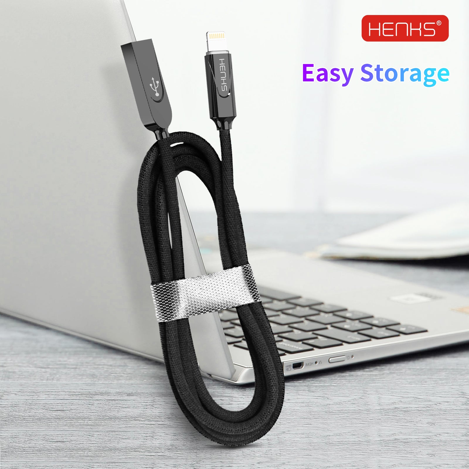 HENKS® Premium Connector Auto Disconnect Charging Cable for iPhone