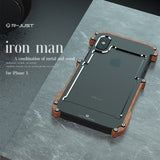 Apple iPhone X/XS Luxury Hard Metal Aluminum Wood Protective Bumper Phone Case