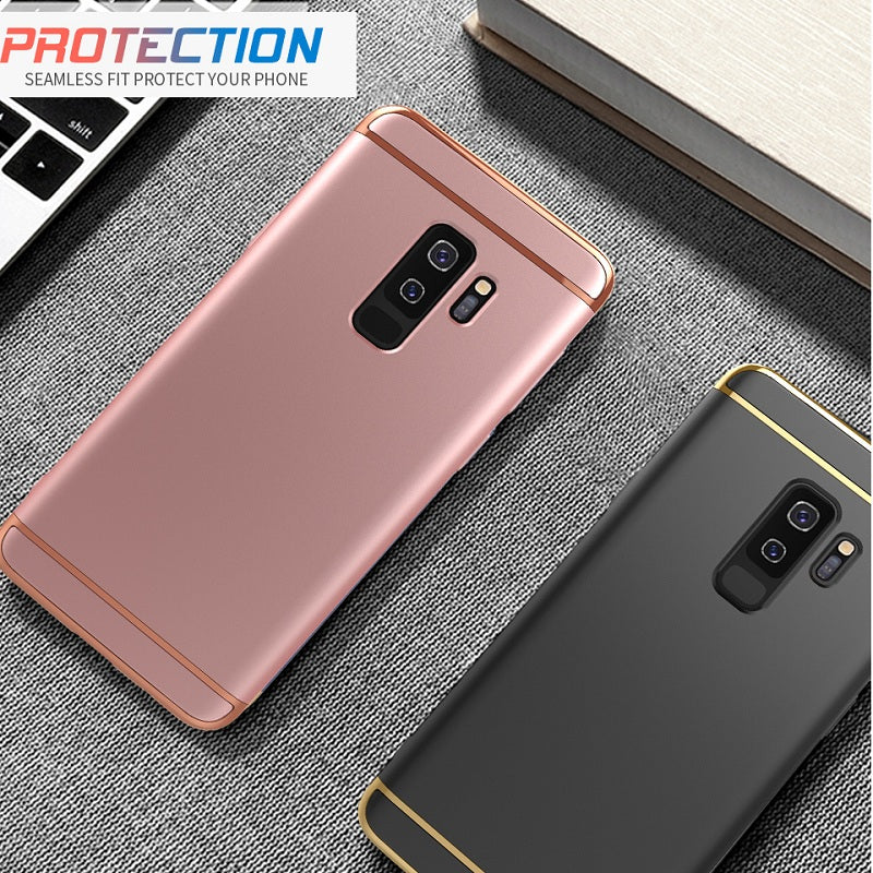 Luxury Chrome Electroplating Splicing 3 in 1 Hard Back Case for Samsung Galaxy S9 Plus