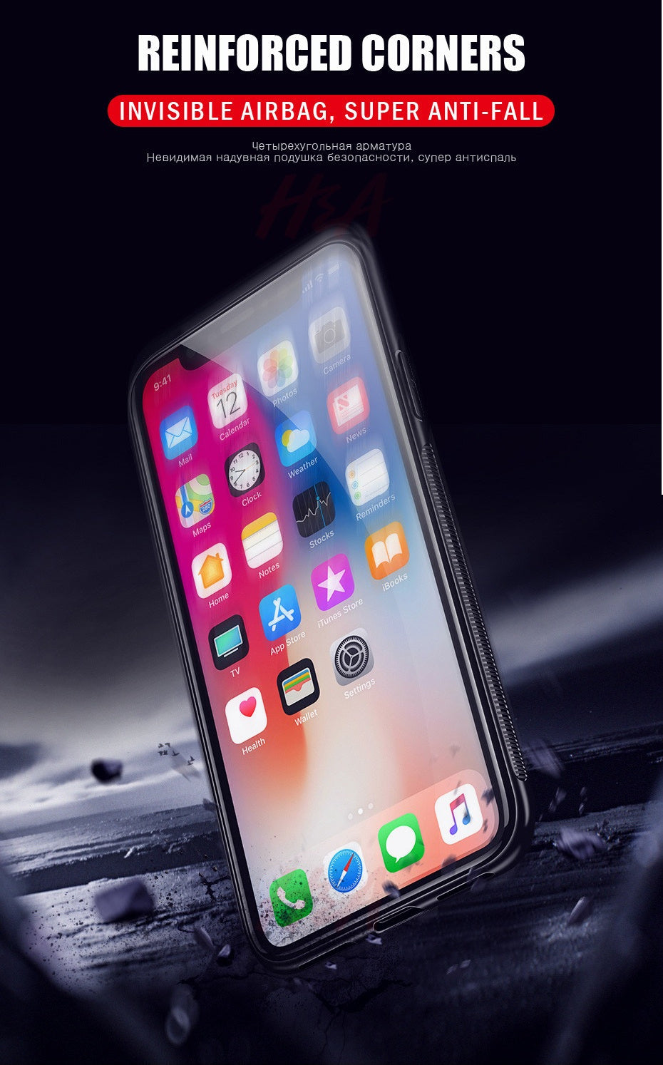 Luxury Tempered Glass Back Hybrid Case Soft TPU Bumper Back Case Cover for Apple iPhone X / XS 2018