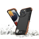 R-Just Aluminium & Natural Wood Anti Shock Bumper Case for iPhone 13 Pro Max