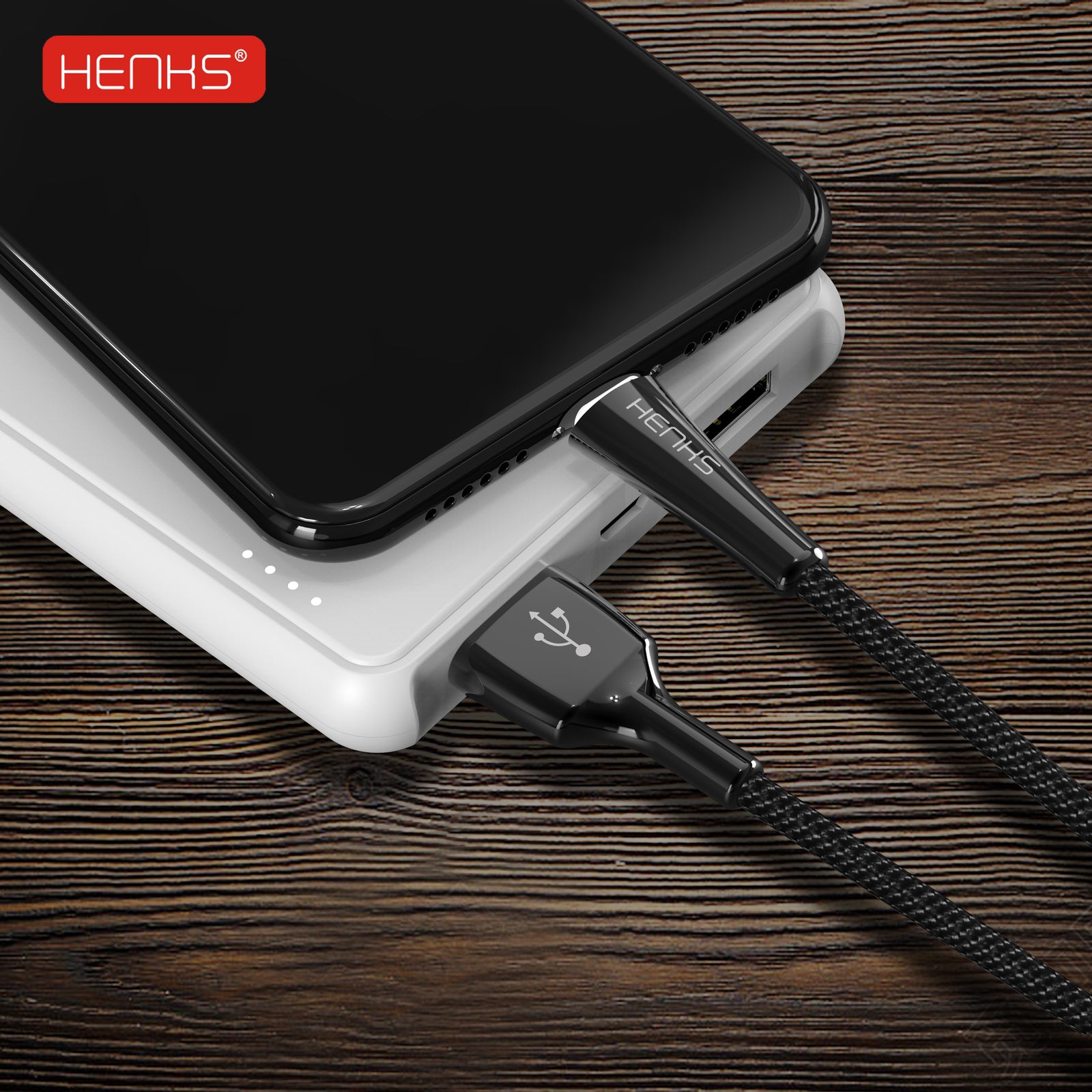 HENKS® Lamp Light Fast Charging QC 3.0 Certified USB Data Sync Cable for Apple iPhone