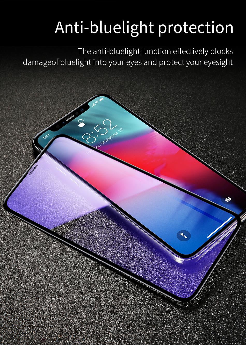 Premium Baseus 0.3mm 3D Screen Protector Curved Edge Full Screen Tempered Glass For iPhone XS Max - Black
