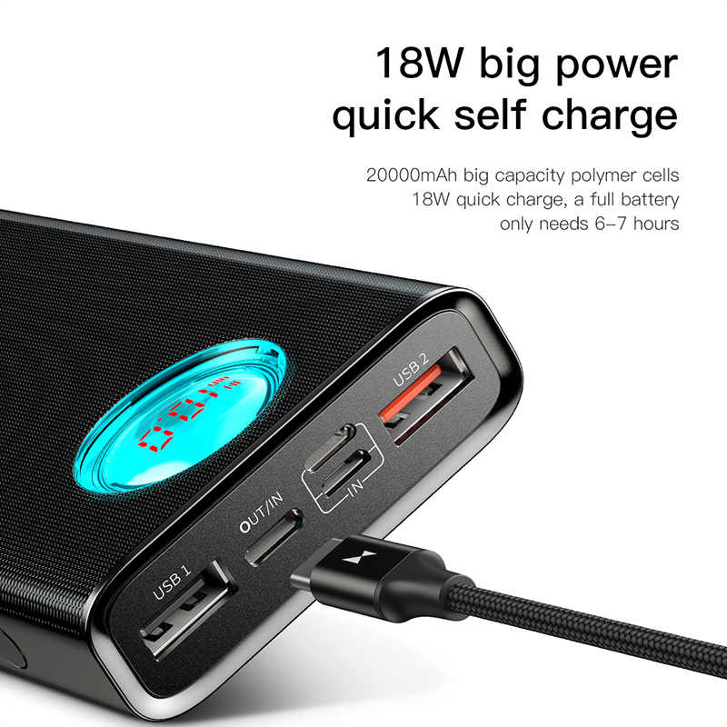 Baseus Mulight QC 3.0 PD 18W 20000mAh Ultra Fast Power Bank with LED Display & MacBook Charging Support