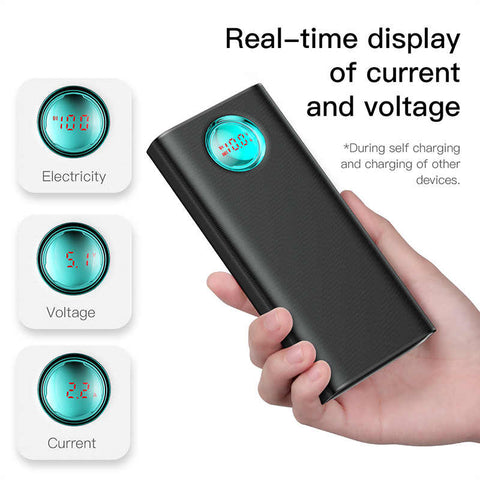 Rock 18W QC 3.0 Type C PD Ultra Fast Power bank with LED Display for Mobile Phones, Laptop P75 Mini Edition