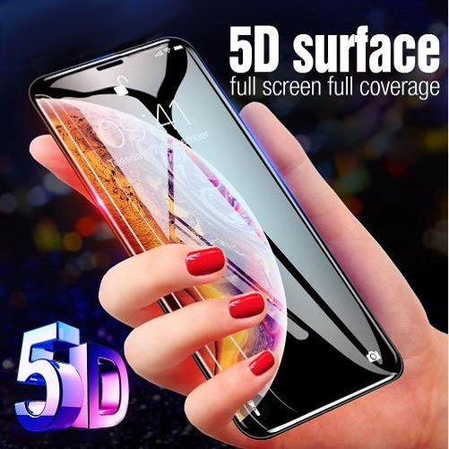 Henks Real 5D Full Glue Full Cover Anti Shatter Tempered Glass Screen Protector for Apple iPhone XS Max - BLACK