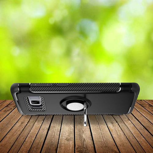 Luxury Carbon Fiber Design Shockproof Hybrid Ring Holder Case for Samsung Galaxy S8