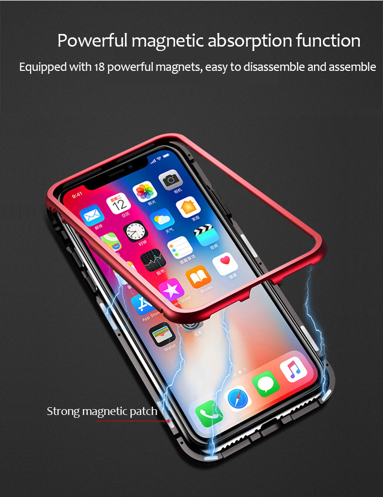 Luxury Magnetic Bond 360 Protection Clear Tempered Glass Back Case Cover for Apple iPhone 8