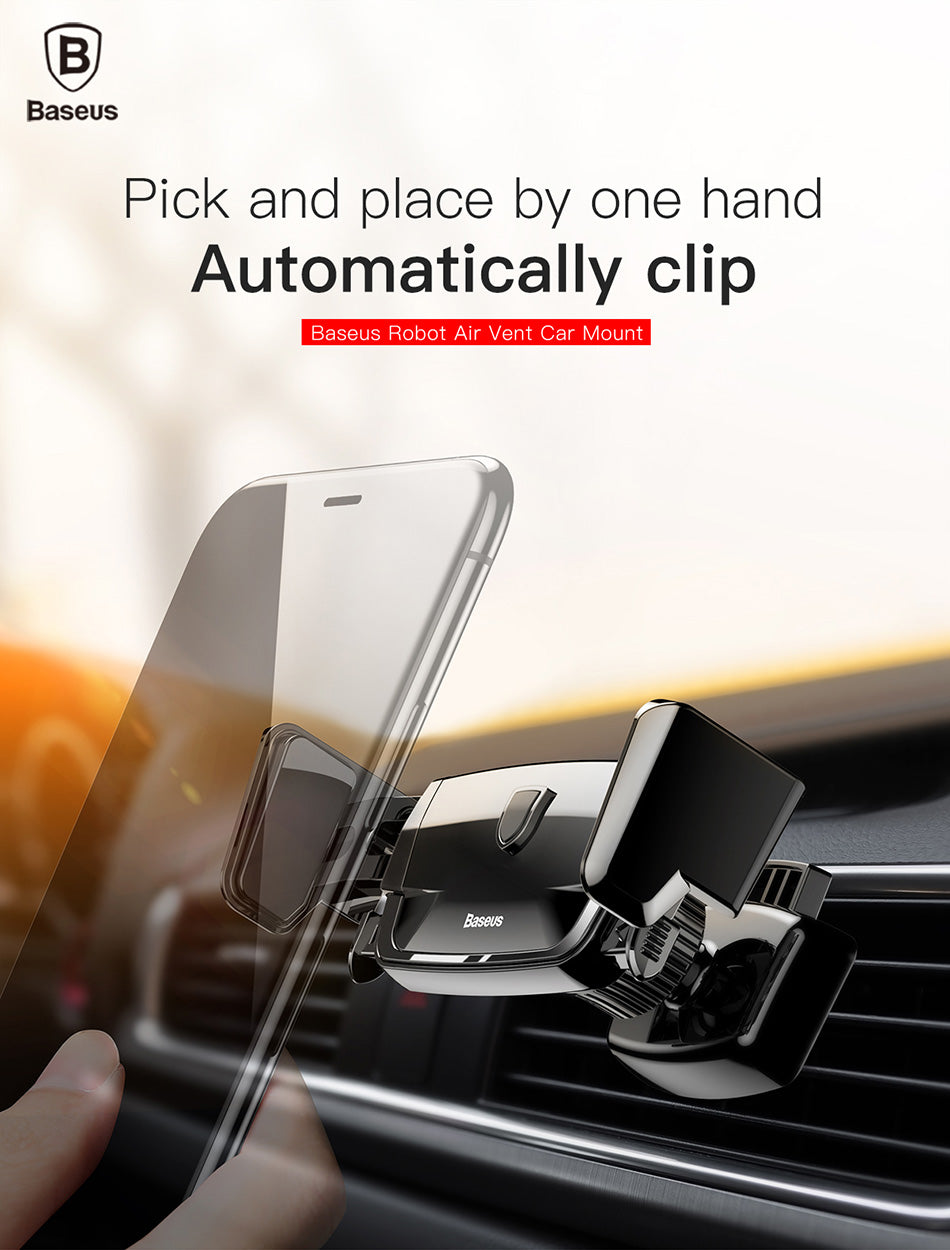 Baseus Robot Air Vent Car Mount Phone Holder Auto Clip Stand for For iPhone X / XS, 8 7 Samsung S8 [Cellphone Mobile Phone Holder Stand]