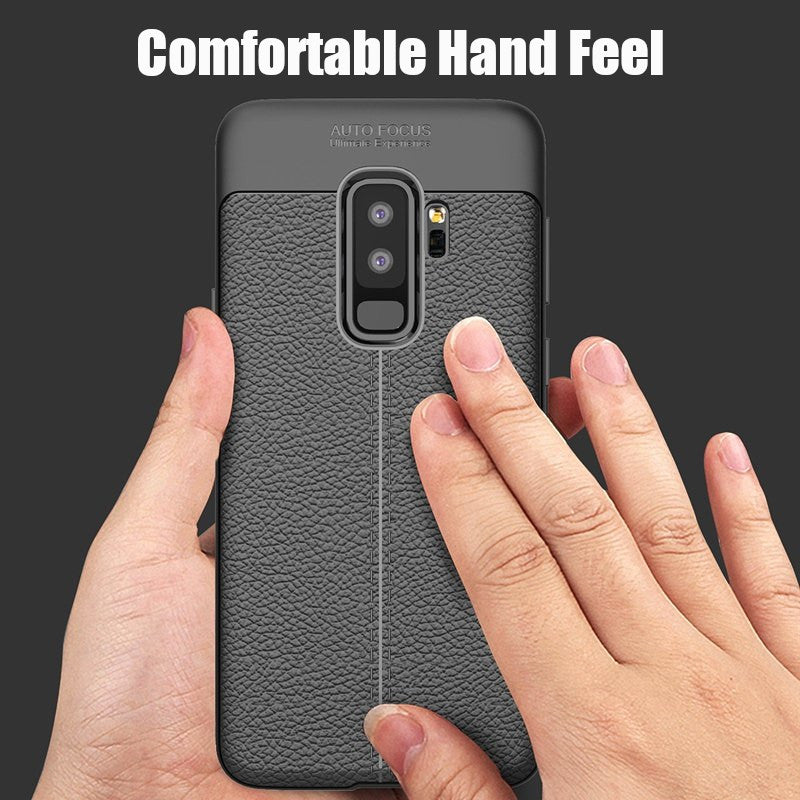 Luxury Leather Design TPU Anti-Shock Full Protective Back Case Cover For Samsung Galaxy S9 Plus