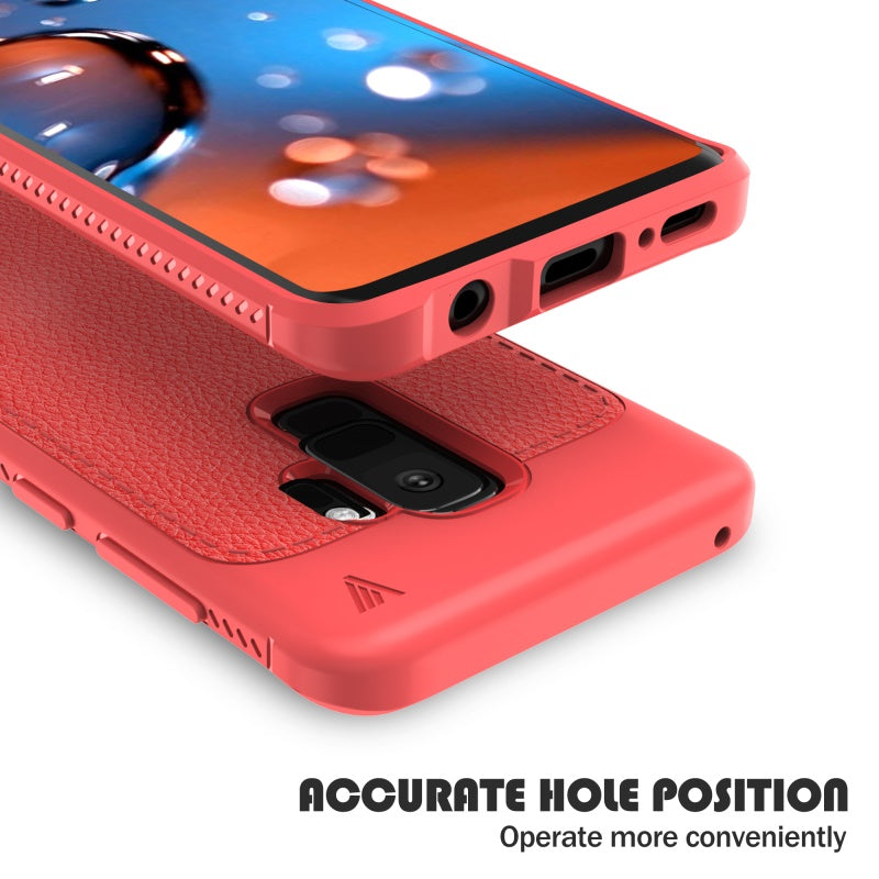 Premium Fine Grain Leather Print Anti Knock TPU Back Case Cover for Samsung Galaxy S9 Plus