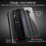 Luxury 9H Tempered Glass Protective Back Case with Soft TPU Bumper Cover for Samsung Galaxy S9 Plus/ S 9+ - BLACK