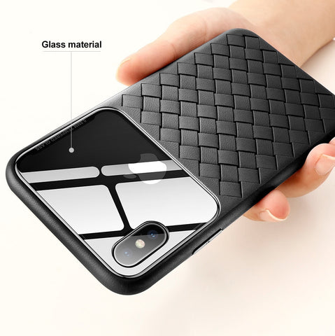 Premium Classic Grid View Leather Finish Protective Back Case Cover for Apple iPhone XS Max (6.5")