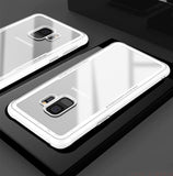 Premium Tempered Glass Transparent Protective Case with Soft TPU Bumper Cover Case for Samsung Galaxy S9 - BLACK