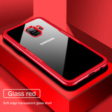 Premium Tempered Glass Transparent Protective Case with Soft TPU Bumper Cover Case for Samsung Galaxy S9 - BLACK