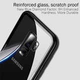 Luxury 9H Tempered Glass Protective Back Case with Soft TPU Bumper Cover for Samsung Galaxy S9 Plus/ S 9+ - BLACK