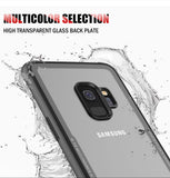 Premium Tempered Glass Transparent Protective Case with Soft TPU Bumper Cover Case for Samsung Galaxy S9 - BLACK