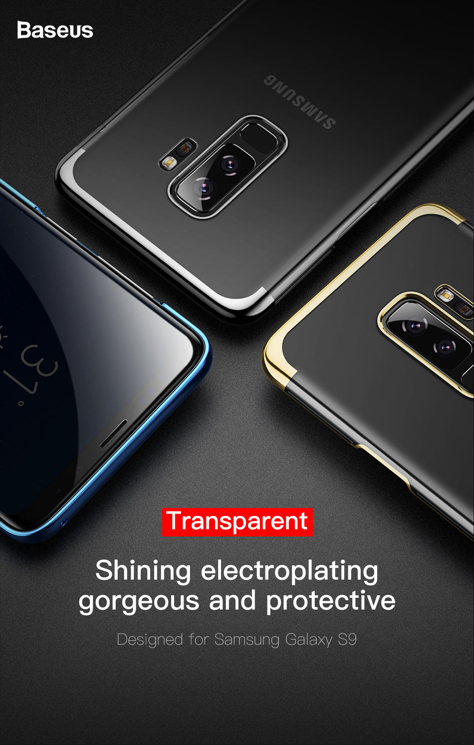 Luxury High End Electroplated Naked Hard Shell PC Back Case for Samsung Galaxy S9