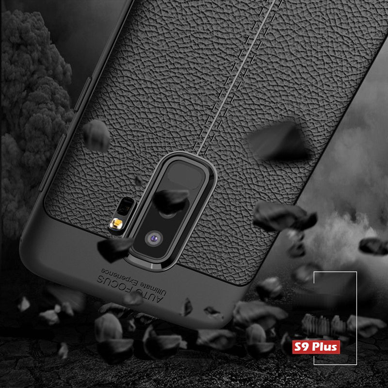 Luxury Leather Design TPU Anti-Shock Full Protective Back Case Cover For Samsung Galaxy S9 Plus