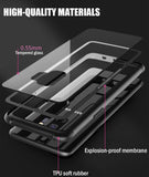 Premium Tempered Glass Transparent Protective Case with Soft TPU Bumper Cover Case for Samsung Galaxy S9 - BLACK