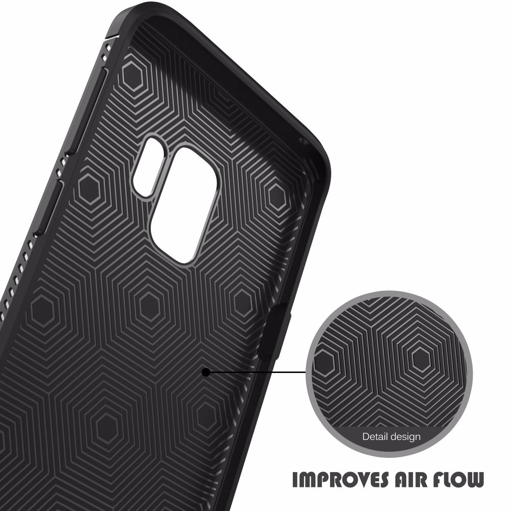 Premium Fine Grain Leather Print Anti Knock TPU Back Case Cover for Samsung Galaxy S9