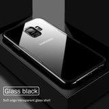 Premium Tempered Glass Transparent Protective Case with Soft TPU Bumper Cover Case for Samsung Galaxy S9 - BLACK