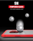 Premium Tempered Glass Transparent Protective Case with Soft TPU Bumper Cover Case for Samsung Galaxy S9 - BLACK