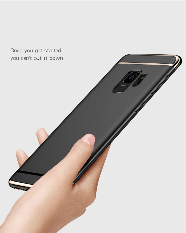 Luxury Chrome Electroplating Splicing 3 in 1 Hard Back Case for Samsung Galaxy S9