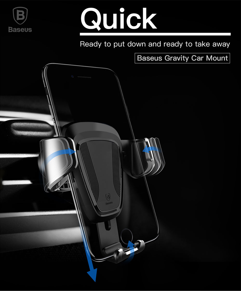 BaseUs Automated Gravity Car Mount Stand Air Vent for Smartphones