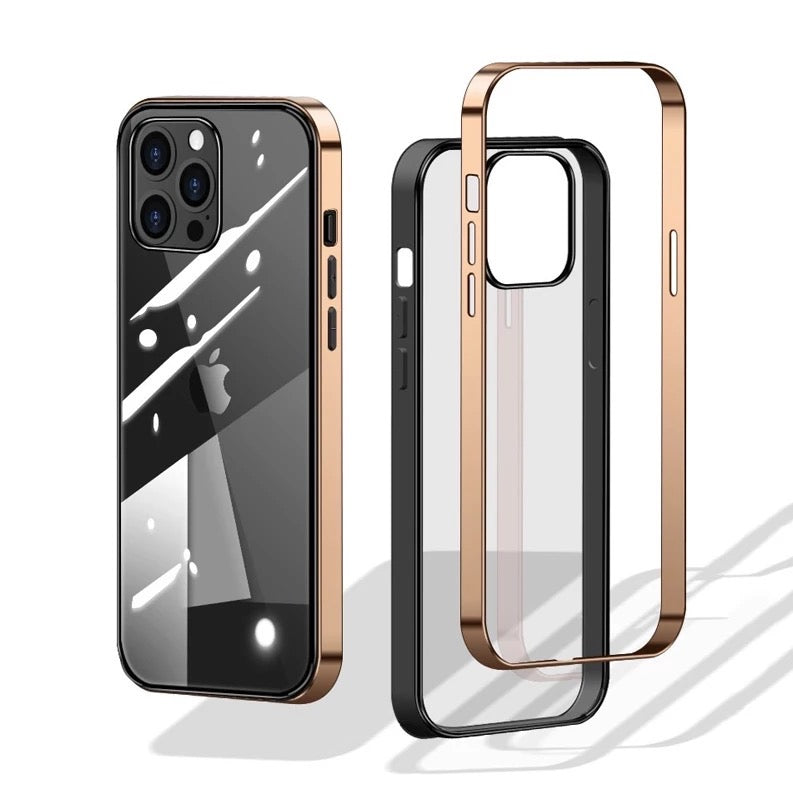 Premium 2 Layer Anti Shock Clear PC Case with Electroplating for iPhone 13 Pro