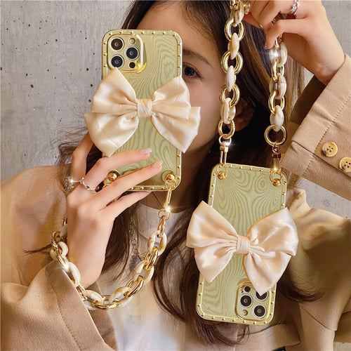 Luxury Electroplated Case with Bow & Bracelet for iPhone 13 Series