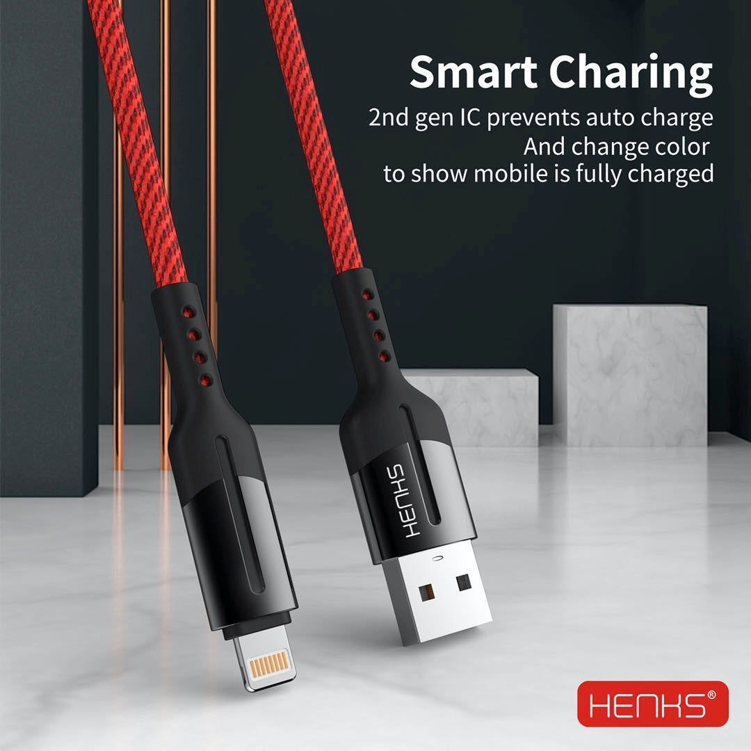 HENKS® Armor Auto Disconnect Lightning Data Sync Fast Charging Cable for Apple iPhone