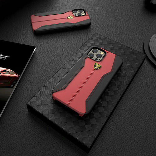 Luxury Genuine Leather Hand Crafted Official Lamborghini Huracan D1 Series Cover for Apple iPhone 13 Pro Max