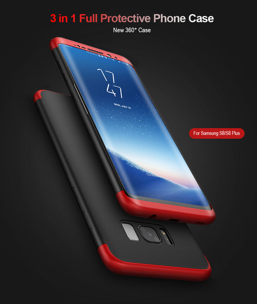 Premium Triple Fraction Red Black Red Hard Back Case Cover for Samsung Galaxy S8